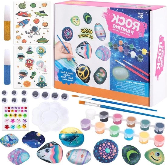 Dipingere con pietre - set di creazione artistica per bambini - 12 colori - regalo per bambini da 3 a 12 anni.
