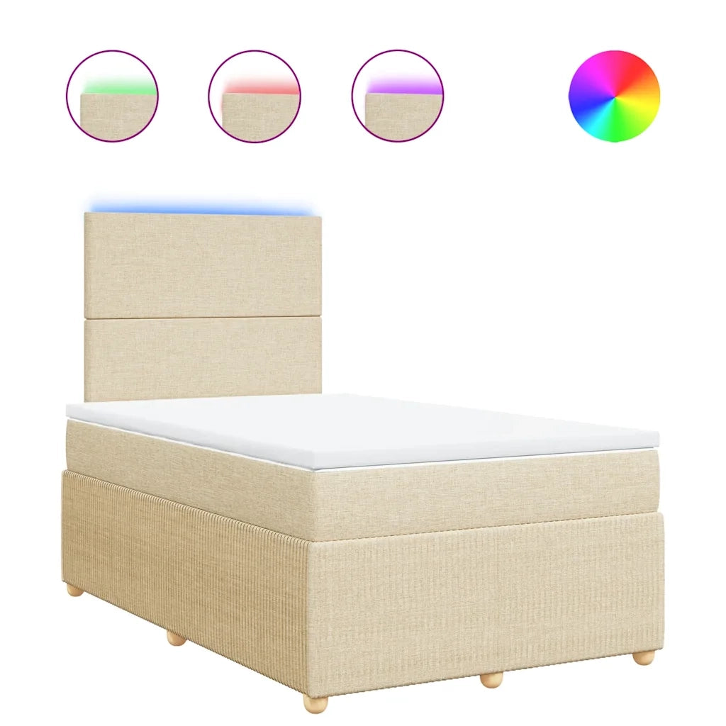 Giroletto a Molle con Materasso Crema 120x190 cm in Tessuto