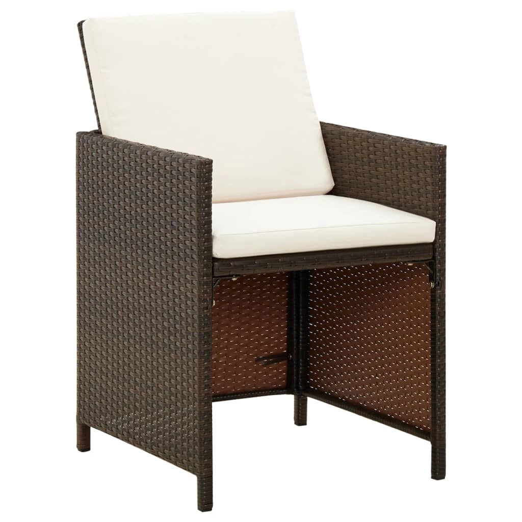Set da pranzo da giardino da 9 pezzi e cuscini in polyrattan marrone 02_0014526