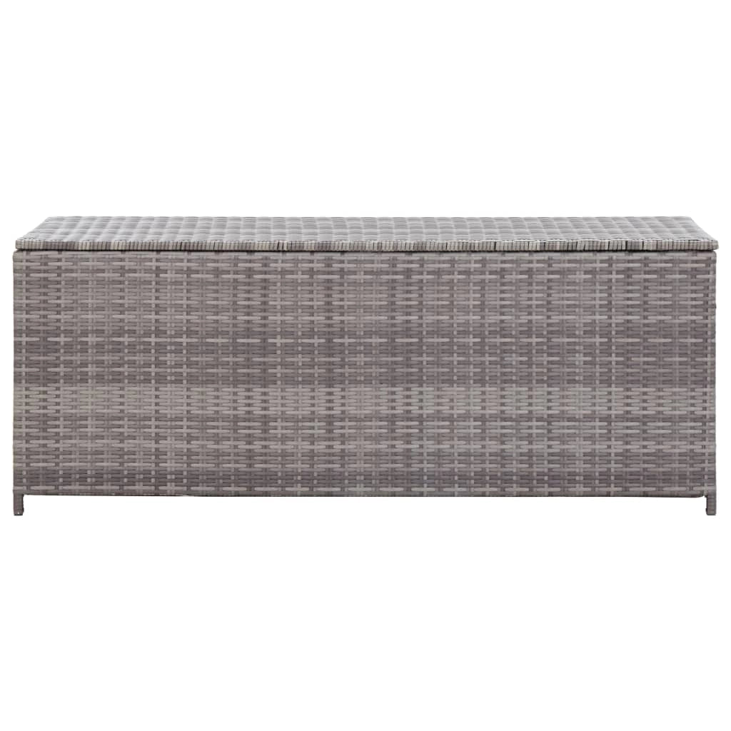 Contenitore/cassapanca da giardino grigia 150 x 50 x 60 cm resina intrecciata 02_0013086