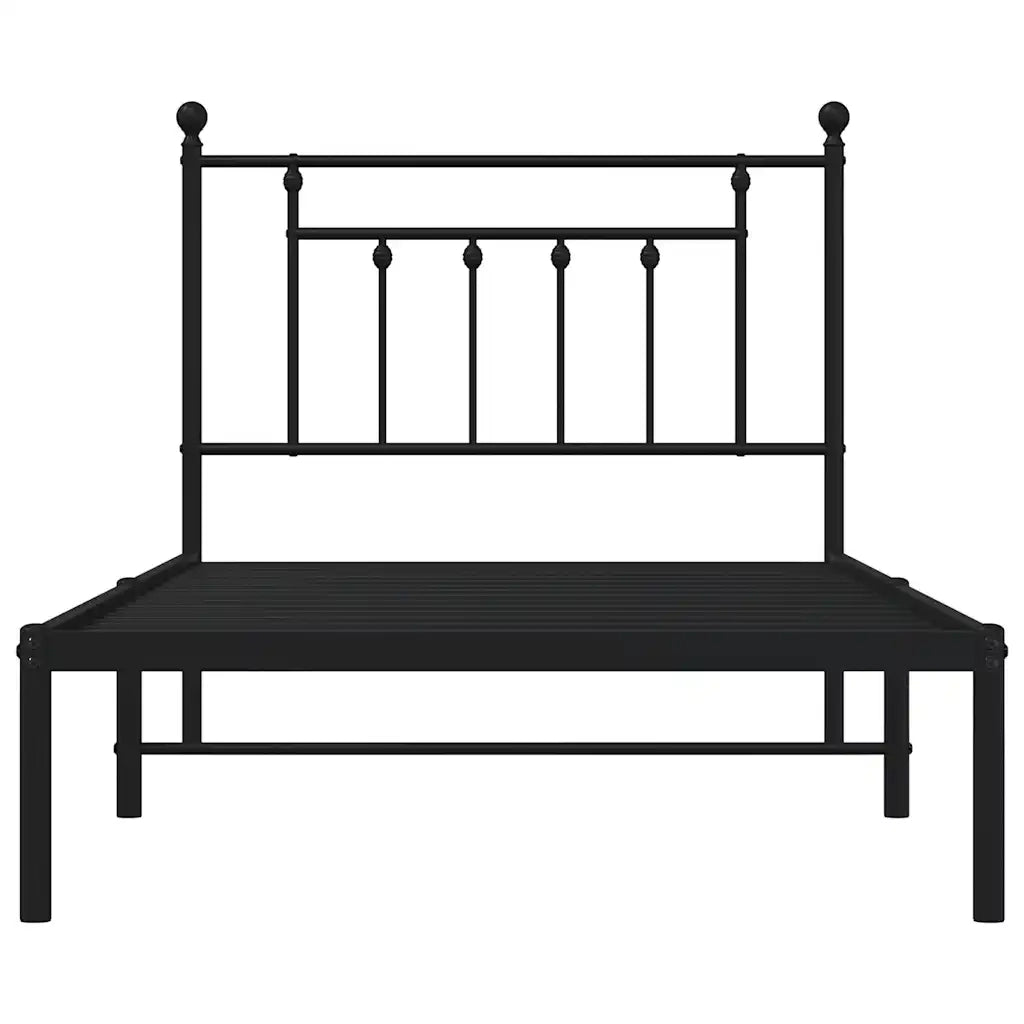 Giroletto con Testiera in Metallo Nero 100x190 cm 353531