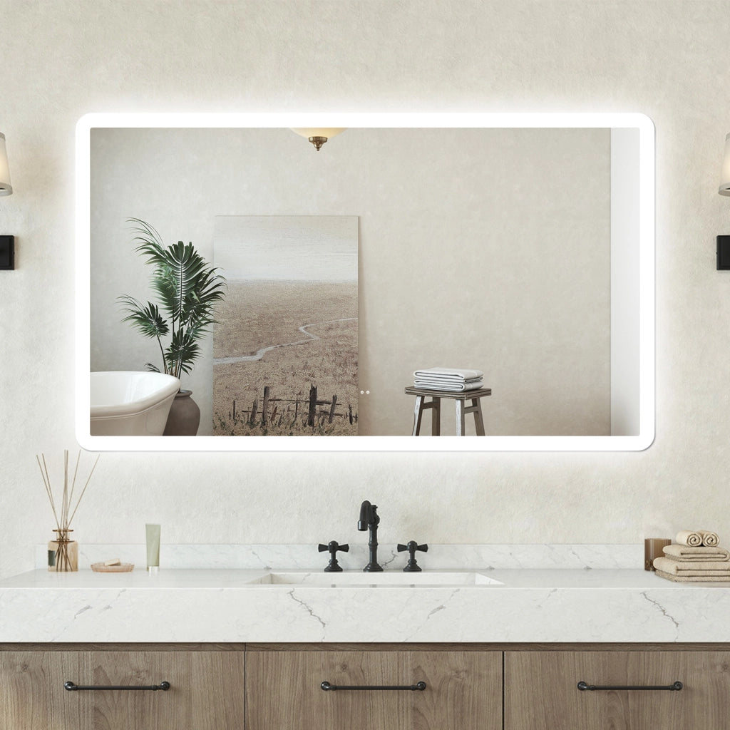 Specchio bagno Rettangolare 120x70cm Retroilluminato Con Led, Antiappannamento