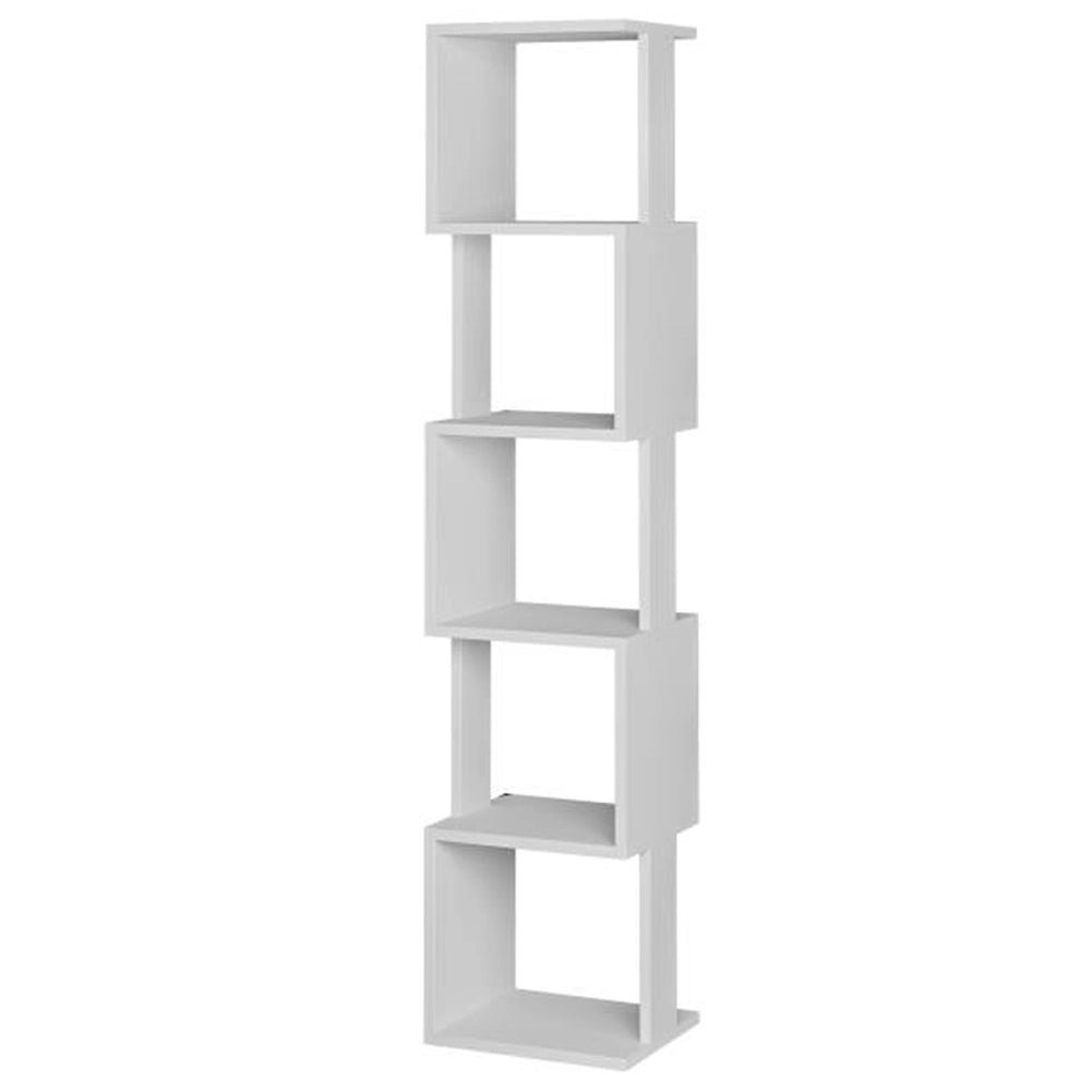 Libreria Design Moderna Scaffale Modulare 5 Ripiani 161x35x30cm Ufficio Bianco