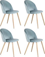 Sedia da pranzo - Set da 4 - Sedia da pranzo in velluto - Sedia - Sedia da tavola da pranzo - 4 pezzi - Piede in legno - Verde