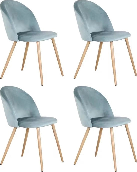 Sedia da pranzo - Set da 4 - Sedia da pranzo in velluto - Sedia - Sedia da tavola da pranzo - 4 pezzi - Piede in legno - Verde