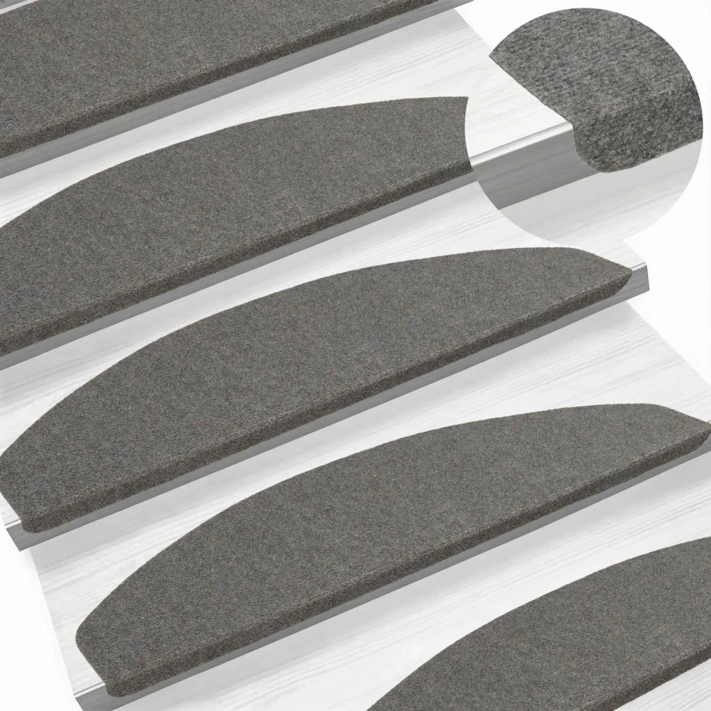Tappetini per scale autoadesivi 15 pcs Grigio 80 x 28 x 3,5 cm