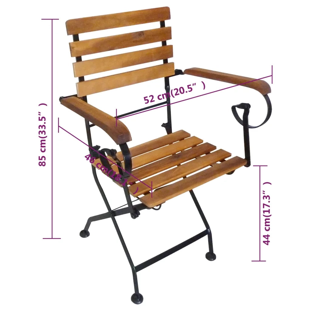 Sedie da Giardino Pieghevoli 4 pz in Acciaio e Legno Acacia cod mxl 8747