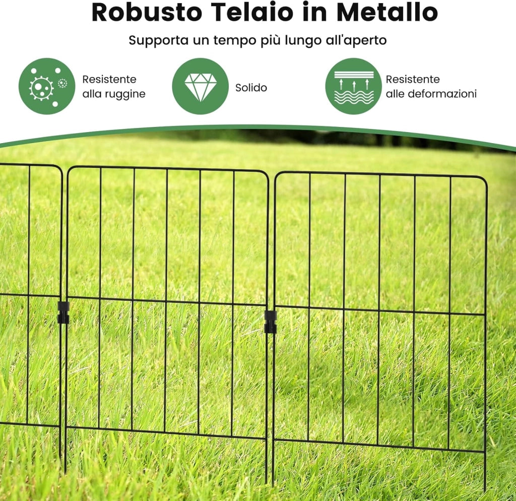 15/25PCS Recinzione da Giardino 33 x 60 CM, Recinzione per Aiuole in Metallo Antiruggine e Robusto, Recinto Pieghevole da Giardino, Orto ed Aiuole (25)