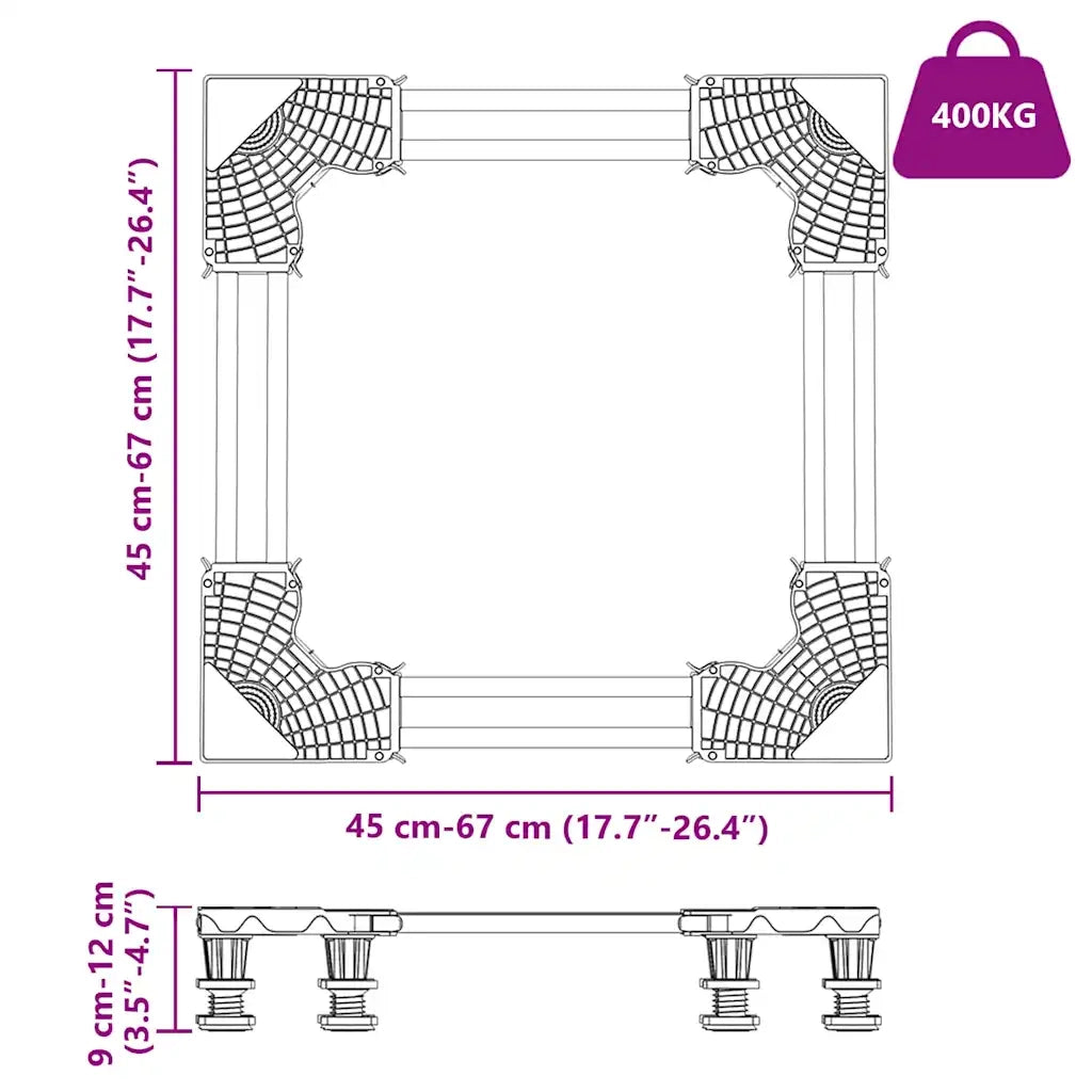 Base per lavatrice Grigio 67 x 67 x 12 cm Acciaio inossidabile CFW3747848