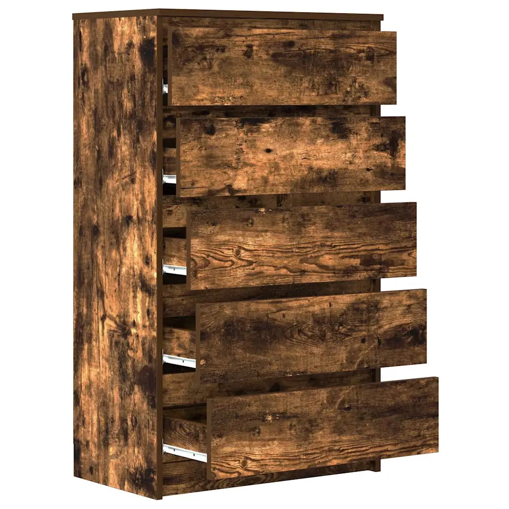 Cassettiera Rovere Fumo 60x36x103 cm in Legno Multistrato 823021
