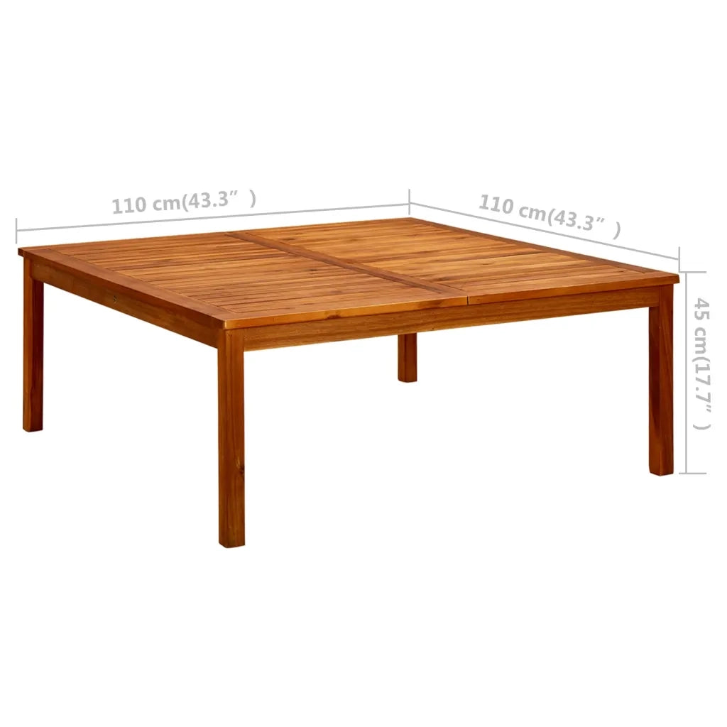 Tavolino da Giardino-Tavolo da Esterno-Tavolino da Patio 110x110x45 cm in Legno Massello di Acacia
