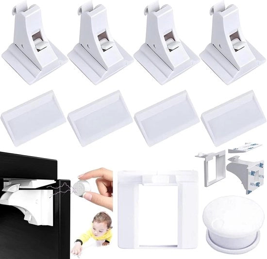 Sicurezza per Bambini - Facile da Installare - Adatto per Armadi e Lavello - Set di 4 Chiavi di Sicurezza + 1 Chiave.