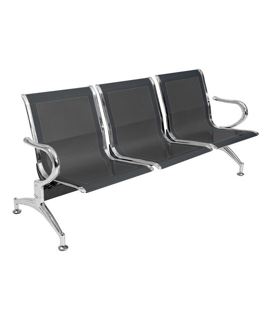 Panca in acciao per sala attesa ufficio studio a 3 posti - colore nero