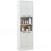 Mobile contenitore 56 x 30 x 190 cm con 4 ante e ripiani a giorno moderno MDF finitura rovere bianco 20_0010236