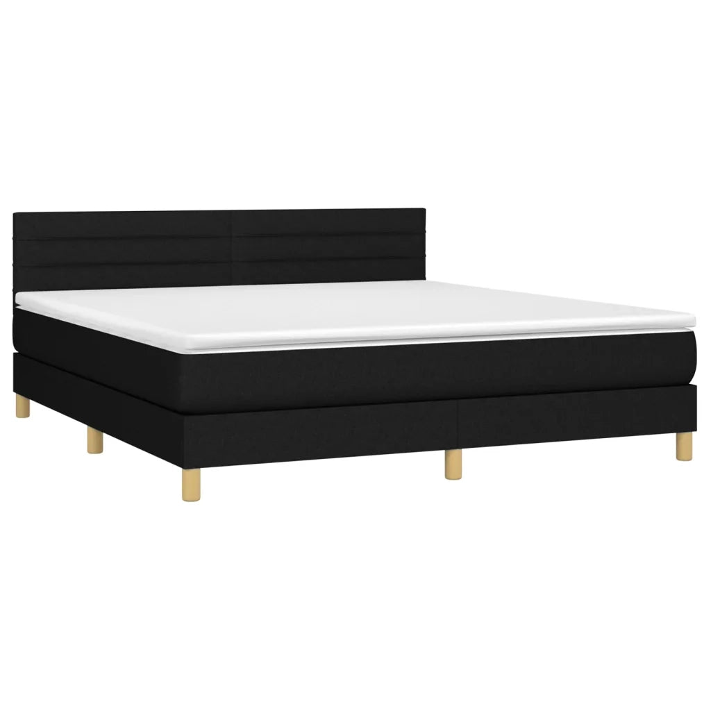 Letto a Molle con Materasso e LED Nero 160x200 cm in Tessuto cod mxl 73259