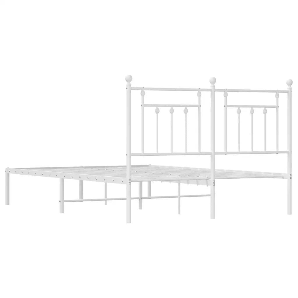 Giroletto con Testiera-Struttura Letto con testiera Metallo Bianco 140x190 cm 536185