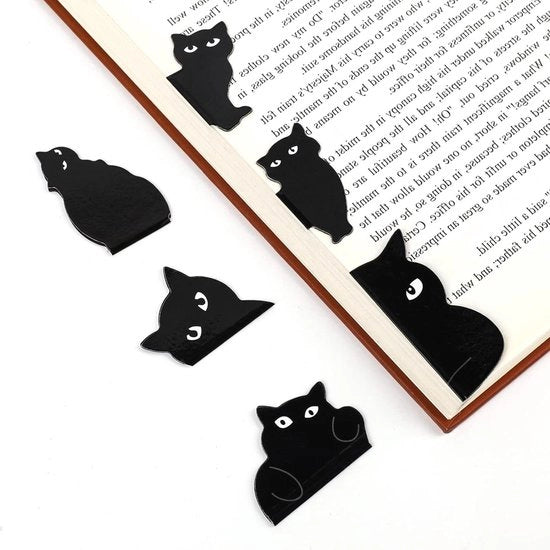 Blindate magnetiche - gatti carini per appassionati di libri - 4 pezzi - nero