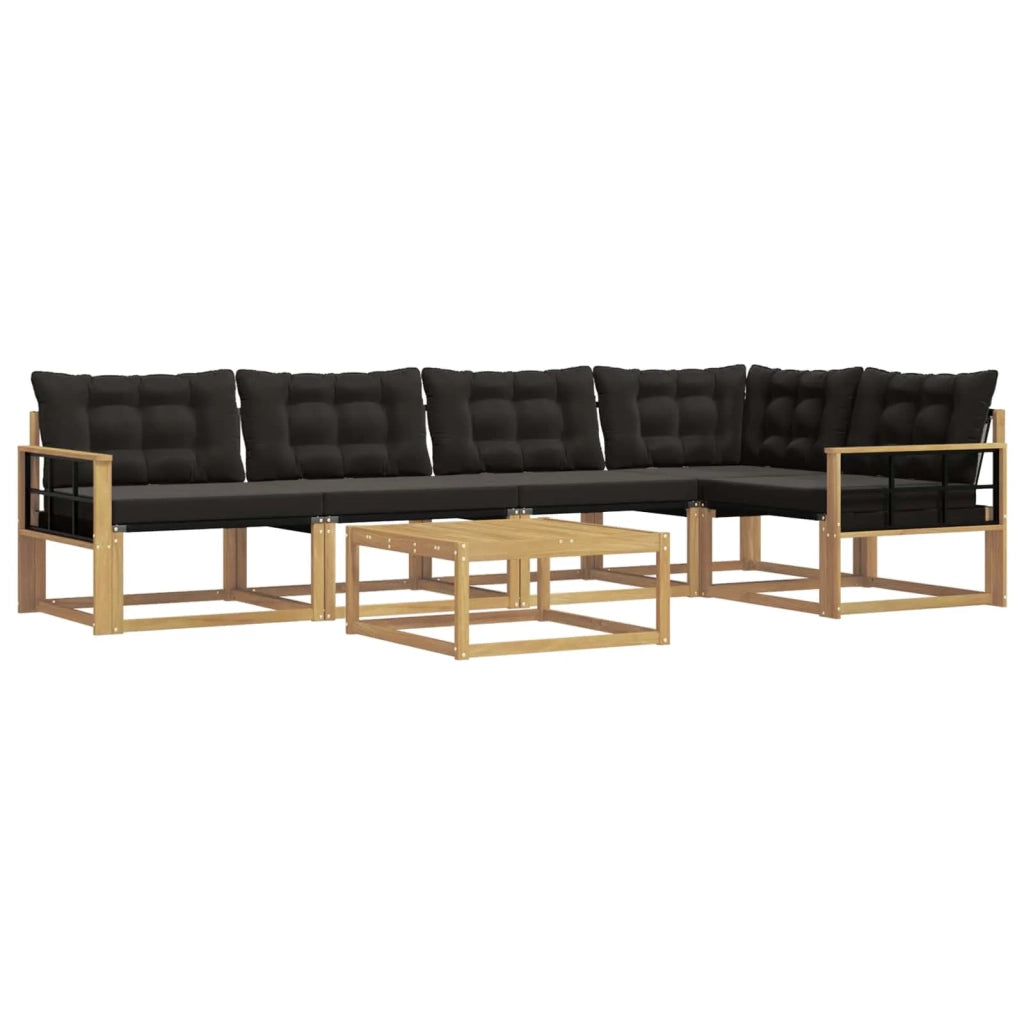 Set di divani da esterno 6 pcs Bianco e Nero 79 x 79 x 37 cm