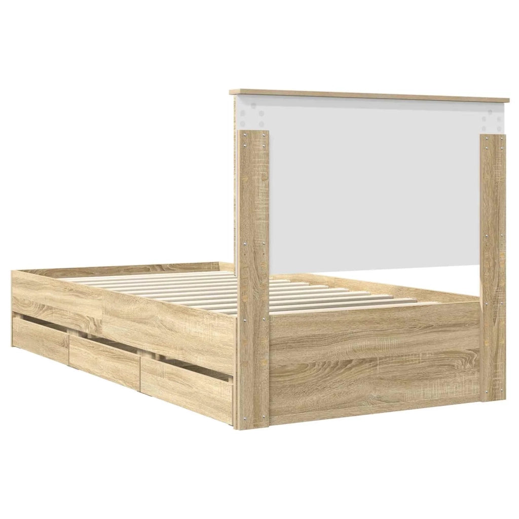 Letto singolo | Letto per adulti | Struttura del letto con cassetto Rovere Sonoma 100 x 200 cm