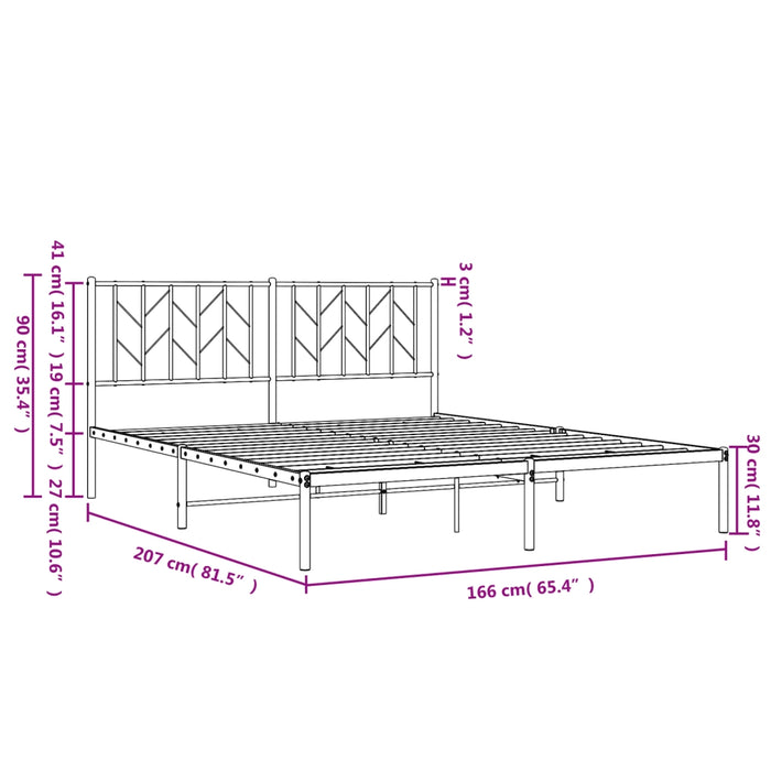 Giroletto con Testiera in Metallo Nero 160x200 cm 374440