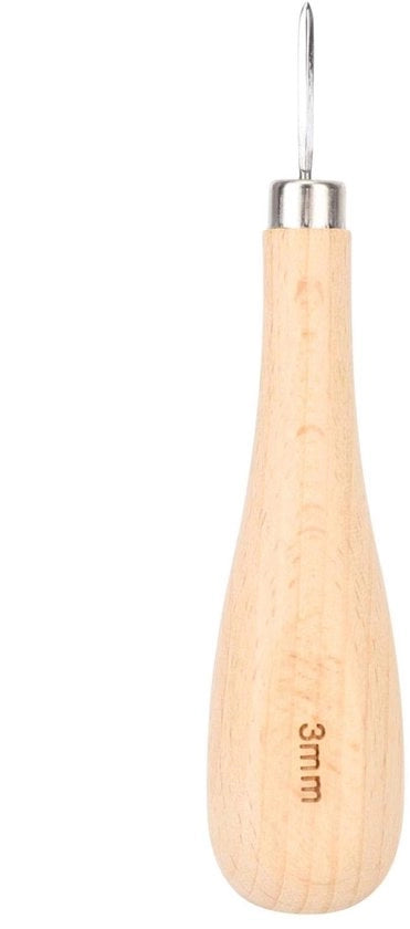 Manubrio in Legno di Betulla con Puntaspillo Diamantato e Pomo in Pelle - Materiale di Alta Qualità - Acciaio Resistentente - Sostenibile e Robusto - Manico di Apprendimento