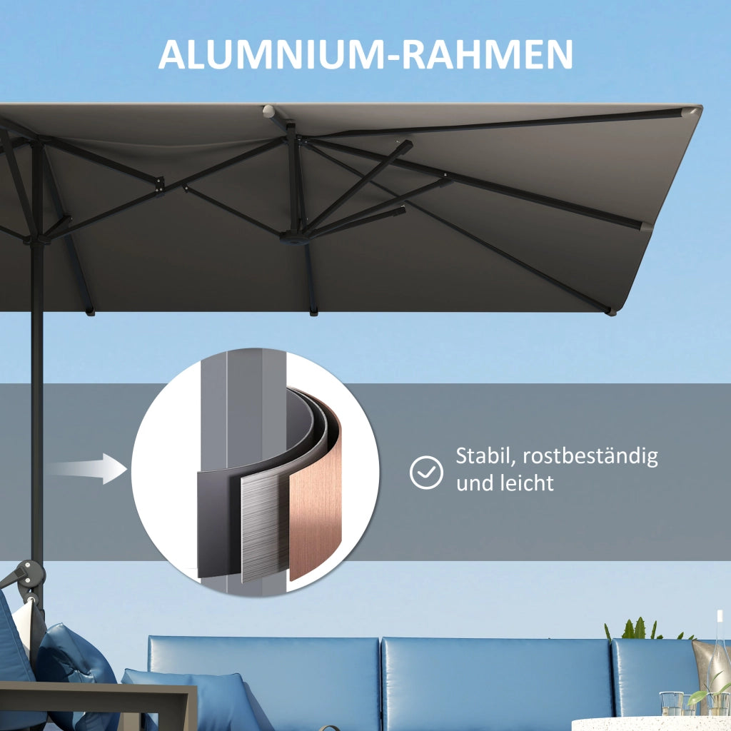 Ombrellone da giardino a doppia faccia ¨C zephmum ¨C Grigio scuro, Alluminio, 451x264 cm