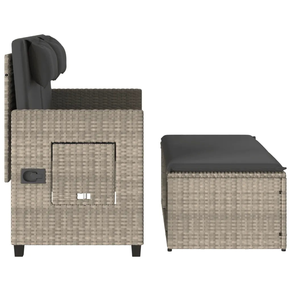 Panca Reclinabile Giardino con Cuscini-Sgabello-Sedia da esterno Grigio Chiaro Polyrattan 961355