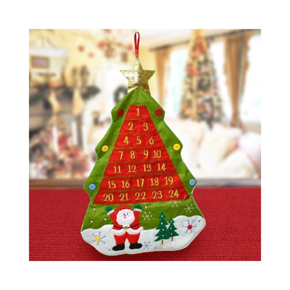 Trade Shop - Calendario Avvento Albero Di Natale Feltro Numeri Tasche Decorazioni Natalizie -
