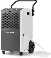Deumidificatore Casa, Deumidificatore Elettrico con Tubo di Scarico e Timer, Portatile con Ruote per Cantina, Magazzino, Fabbrica e Grandi Spazi fino a 695 m³ (Bianco)
