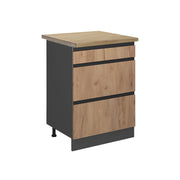 Vicco Mobiletto base per cucina Quercia dorata 60 cm con cassetti, PL Rovere