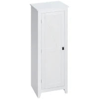 Armadio da Archiviazione per Cucina, Mobiletto Alto per Bagno, Stile Classico con 3 Ripiani Regolabili, Altezza 120 cm, in Legno, Bianco