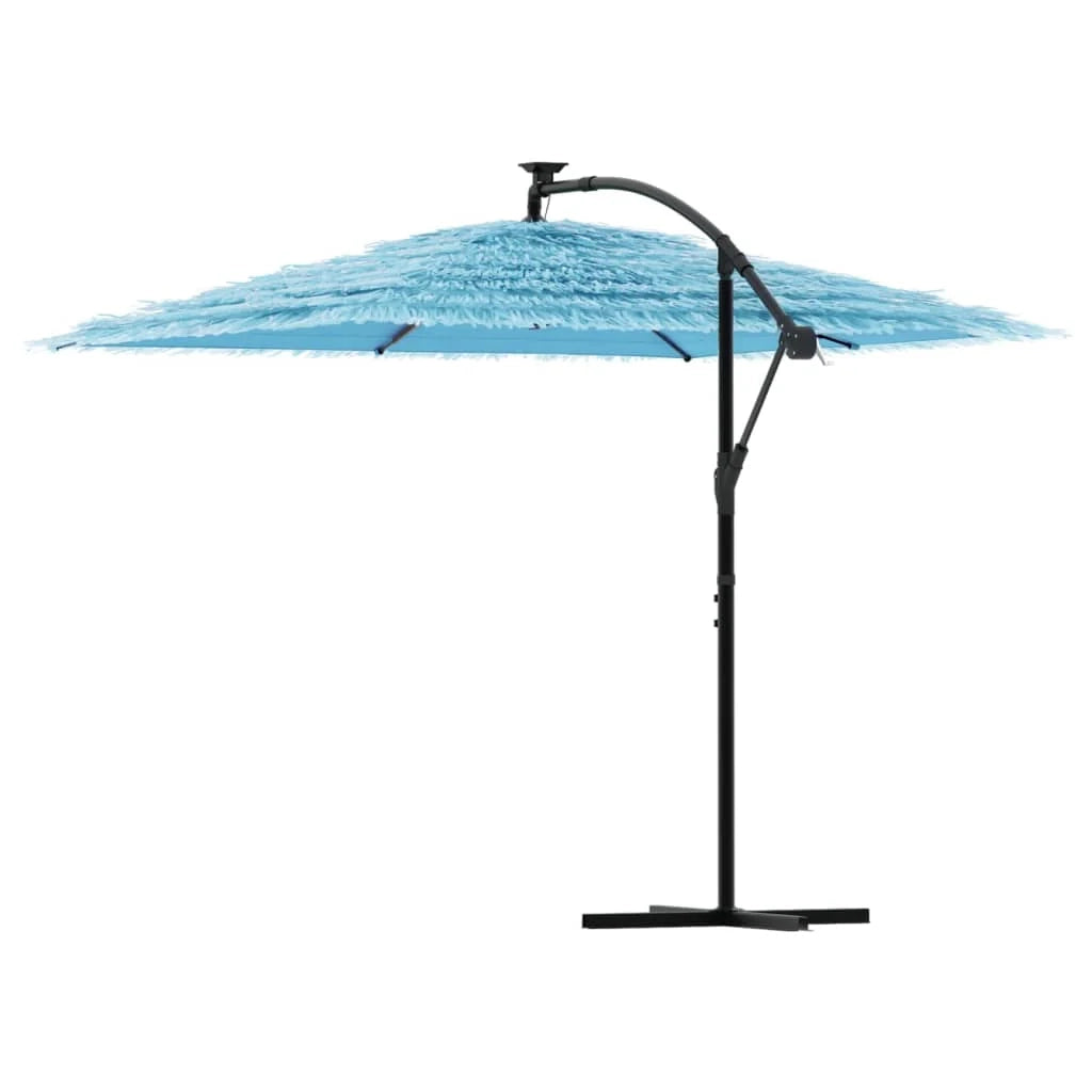 Ombrellone da giardino in poliestere 269 x 269 x 235 cm protezione solare con meccanismo a manovella in acciaio blu 02_0056379