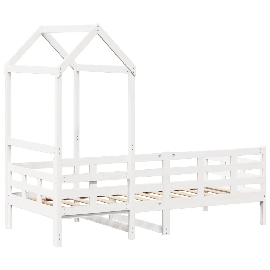 Dormeuse con Tetto 80x200 cm Bianco in Legno Massello di Pino 3282327