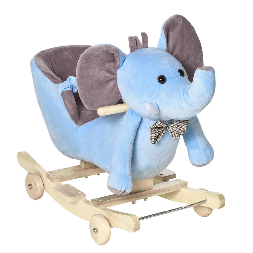 Cavallo a Dondolo con Ruote per Bambini ¨C Zephmum ¨C Forma Elefante 60x35x45 cm Blu