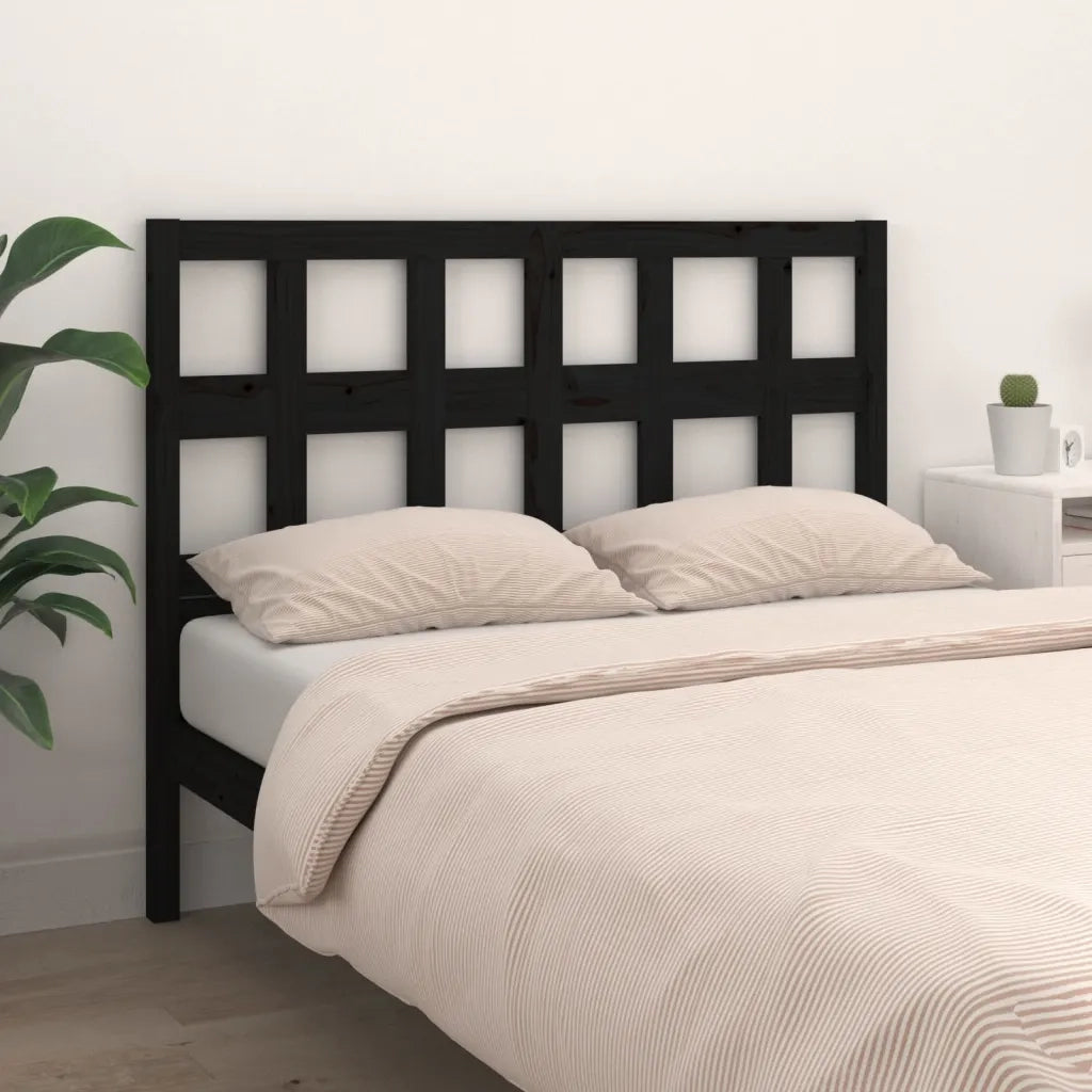 Testiera per Letto Nera 205,5x4x100cm in Legno Massello di Pino 818944