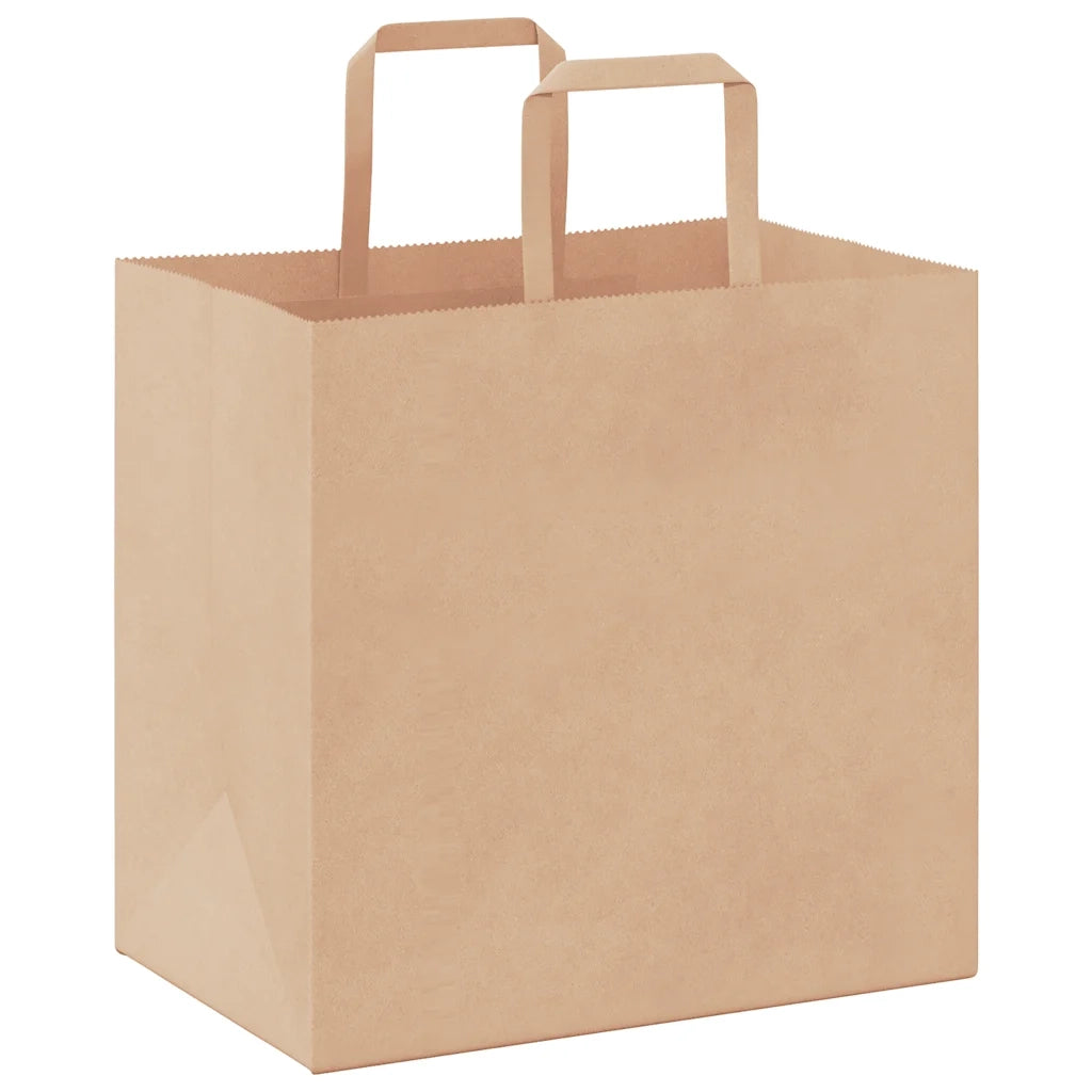 Sacchetti di Carta 250 pz con Manici Marrone 26x17x25 cm