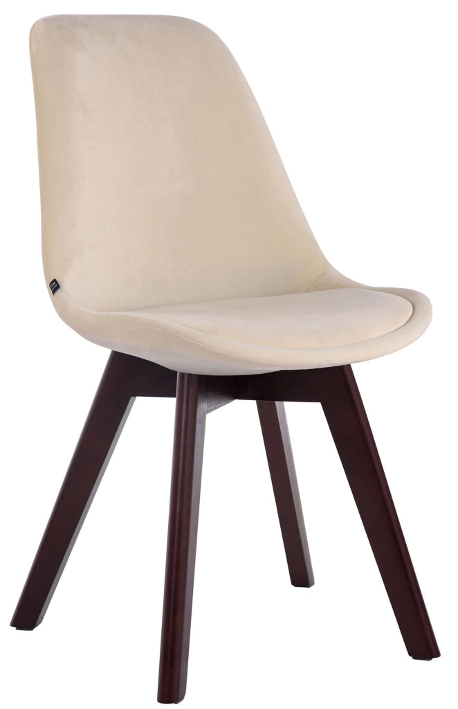 Sedia Borneo in velluto crema,noce