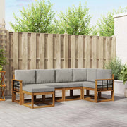Set di divani da esterno 6 pcs Grigio Naturale e Chiaro