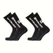 Set di 2 paia di calzettoni antiscivolo per calcio - calzettoni sportivi - calzettoni da corsa - calzettoni sportivi uomo - calzettoni sportivi donna - nero - misura 39-46
