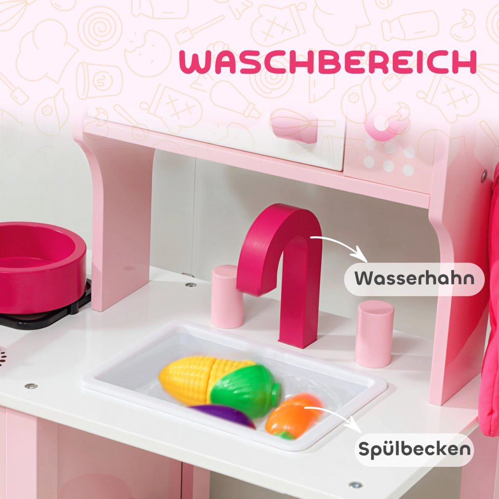 Cucinetta Giocattolo in Legno con Accessori ¨C zephmum ¨C Rosa