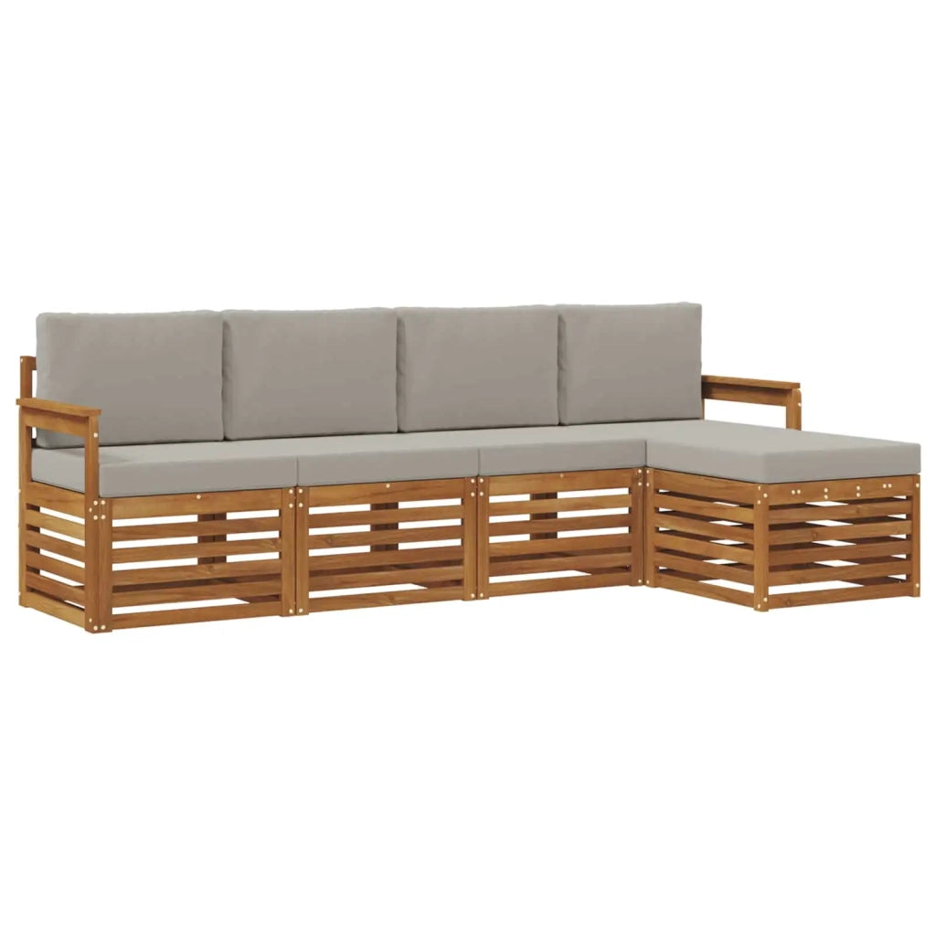 Set divani con cuscino 5 pcs Grigio Naturale e Chiaro 3374636