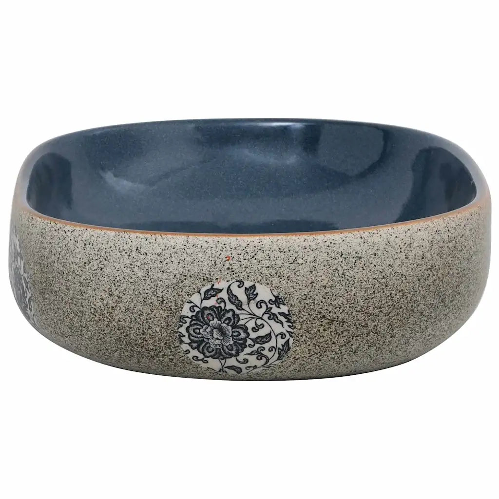 Lavabo da Appoggio Sabbia e Blu Ovale 59x40x14 cm Ceramica 155103