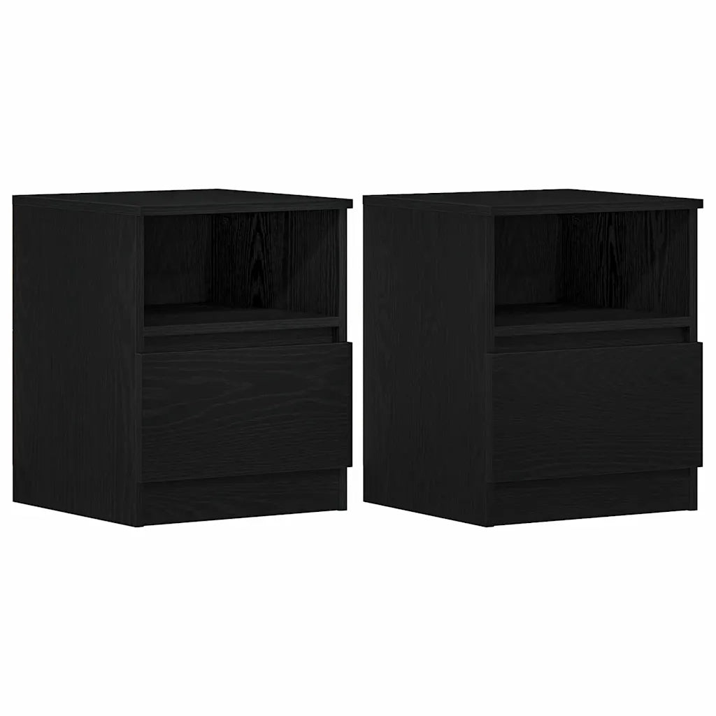 Armadio da Notte con cassetto 2 pcs Rovere Nero 40 x 40 x 50 cm 862610