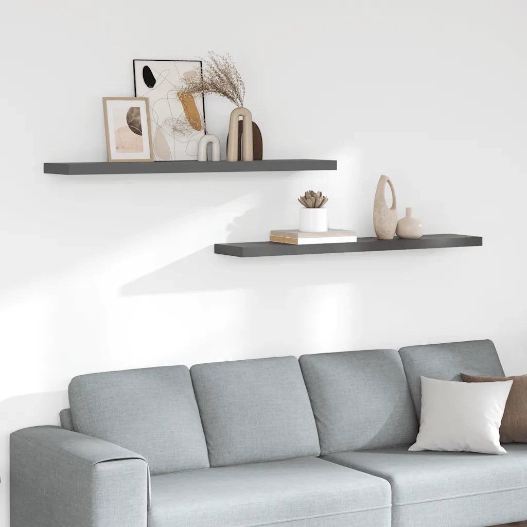 Scaffali a Parete 2 pz Grigio Lucido 120x23,5x3,8 cm in MDF cod mxl 33231
