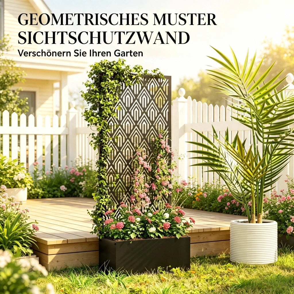 Struttura da giardino in metallo resistente alle intemperie con griglia e vaso per fiori, design ventilato per piante da giardino