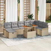 Set Divano da Giardino con cuscino 9 pcs Beige polyrattan