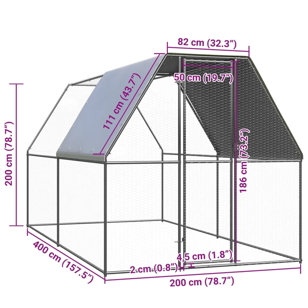 Pollaio da Esterno 2x4x2 m in Acciaio Zincato CFW7787645