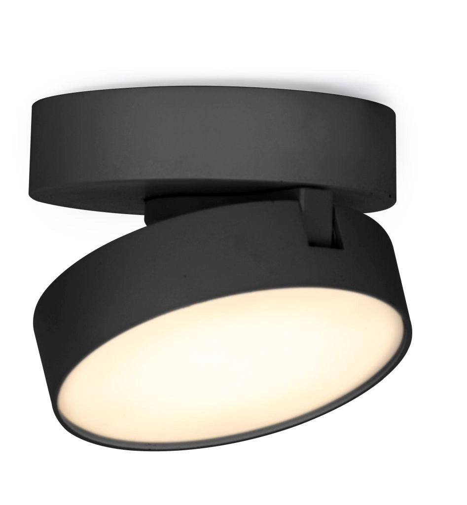 Lutec Stanos faretto plafoniera rotondo nero LED 6,8W