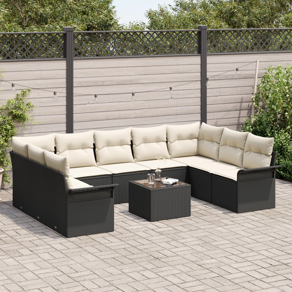 Set Divano Giardino  9 Pezzi con Cuscini Rattan Polivalente Marrone