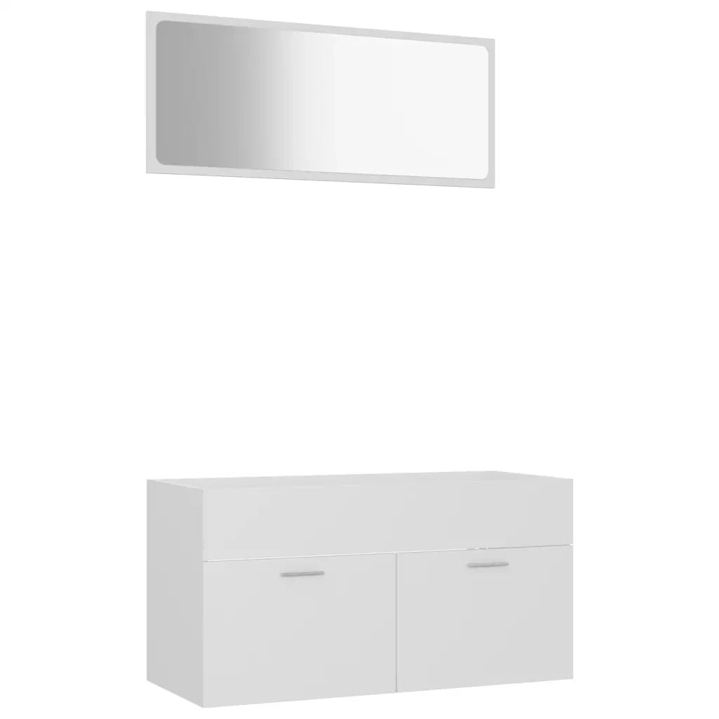 Set Mobili da Bagno 2 pz Bianco in Legno Multistrato 804800